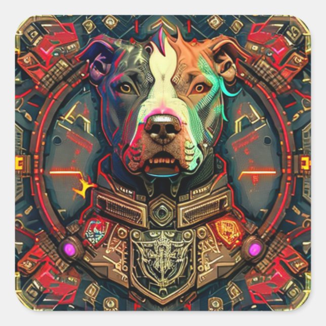 Carré Sticker Pitbull " Pittie " Cyberpunk Style (Devant)
