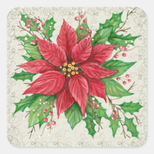 Carré Sticker Poinsettia - SRF