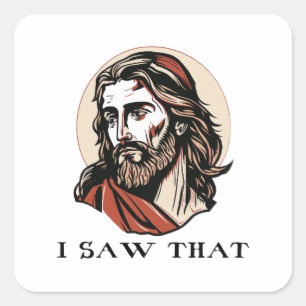 Carré sticker portrait Jésus - J'ai vu ce don religieux