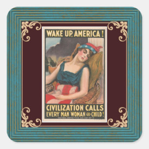 Carré Sticker pour affiche Wake Up America