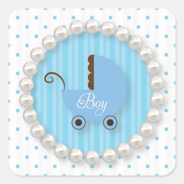 Carré Sticker pour Baby shower de garçon pour poires et  (Devant)