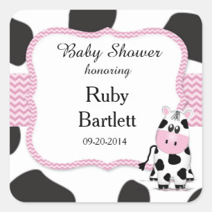 Carré Sticker pour Baby shower d'impression de vache