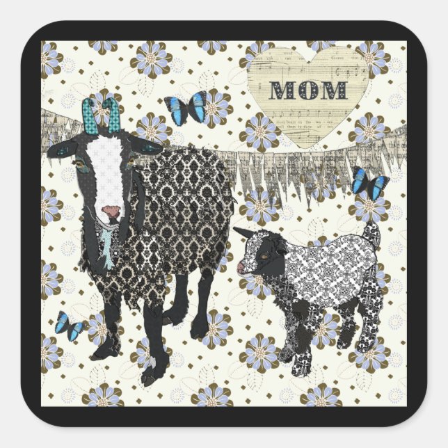 Carré Sticker pour bébé chèvre d'amour de maman Junebug  (Devant)