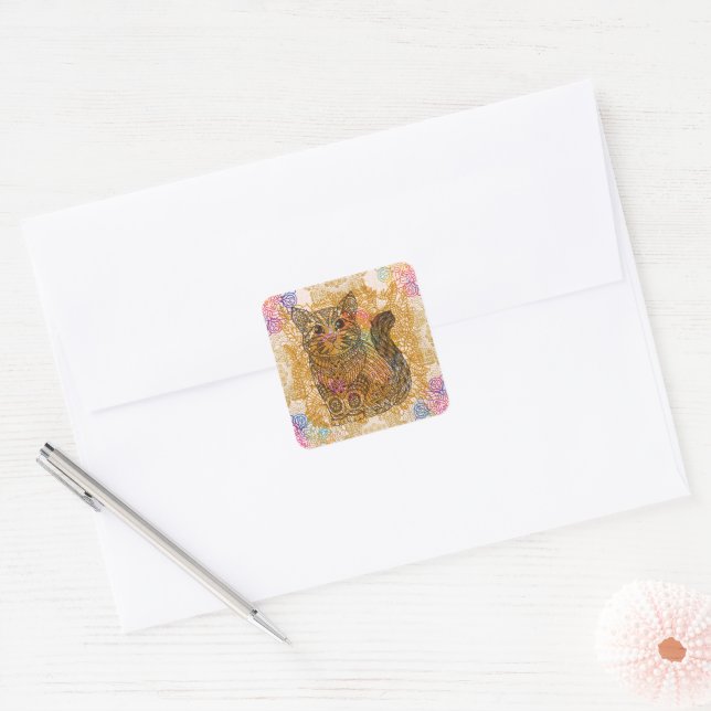 Carré Sticker pour chat (Enveloppe)