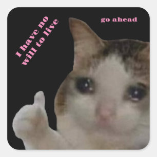 Carré Sticker pour chat avec dépression Premium