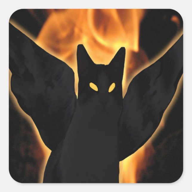 Carré Sticker pour chat effrayant (Devant)