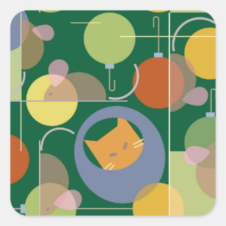 Carré Sticker pour chat mi-mod de Noël