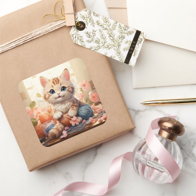 Carré sticker pour chat mignon (Cadeaux)