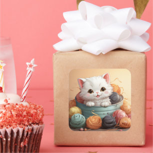 Carré sticker pour chat mignon