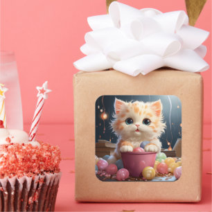Carré sticker pour chat mignon