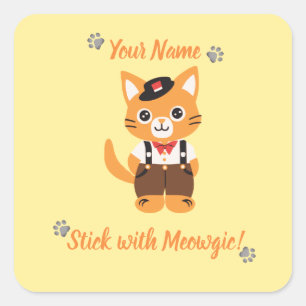 Carré Sticker pour chat mignon personnalisé - Stick avec