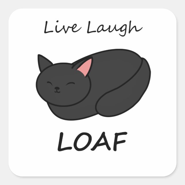 Carré Sticker pour chat noir Loaf Rire en direct (Devant)