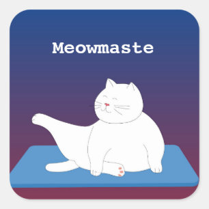 Carré Sticker pour chat Yoga Meowmaste