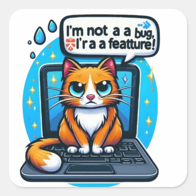 Carré Sticker pour chats grumpy - Sticker pour Amoureux  (Devant)