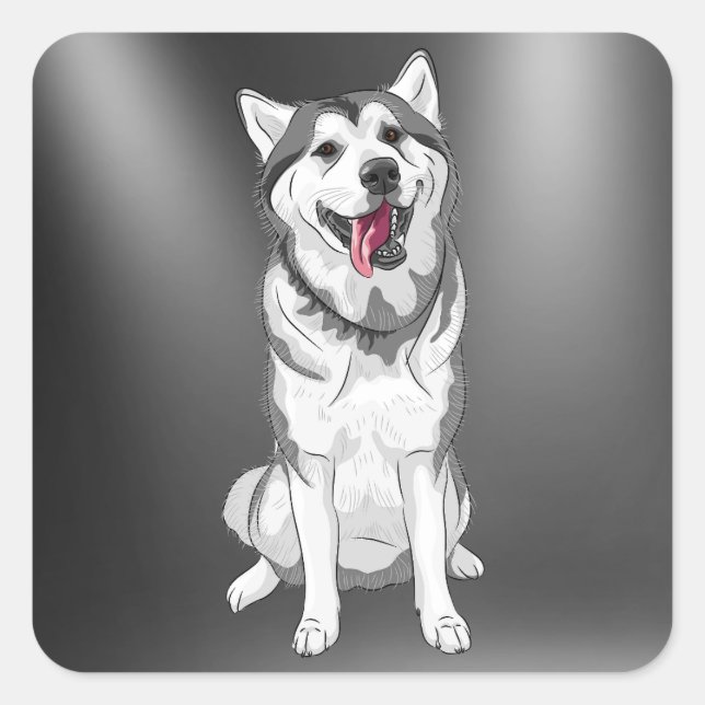 Carré Sticker pour chien Husky (Devant)