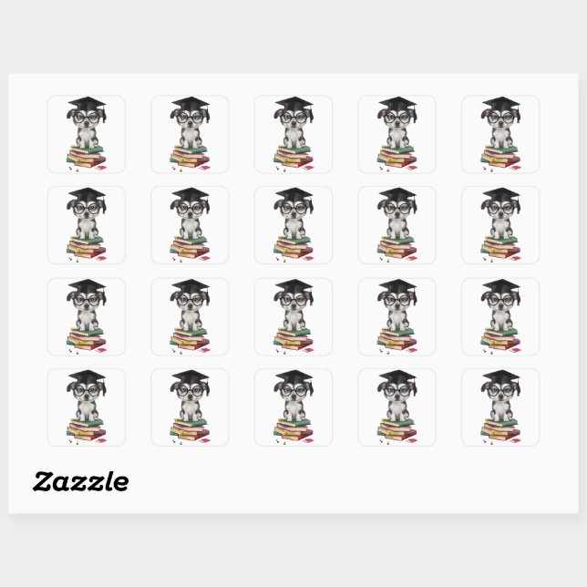 Carré Sticker pour chien Smart Graduation - Coupe mignon (Feuille)