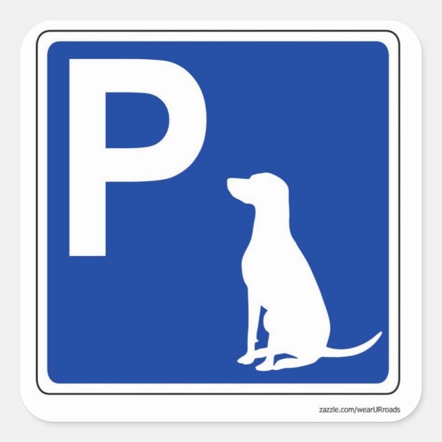 Carré Sticker pour chien Stationnement routier européen (Devant)