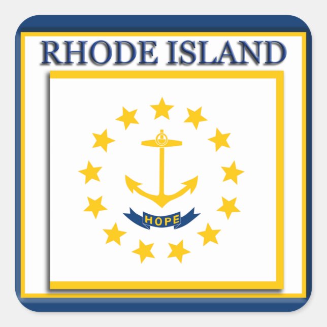 Carré Sticker pour drapeau de l'État de Rhode Island (Devant)