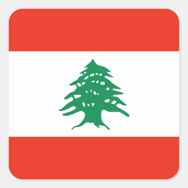 Carré Sticker pour drapeau du Liban (Devant)