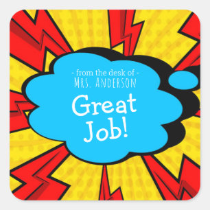 Carré Sticker pour encourager la bande dessinée Nom des 