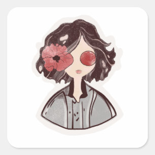 Carré Sticker pour enfant à fleurs mystique