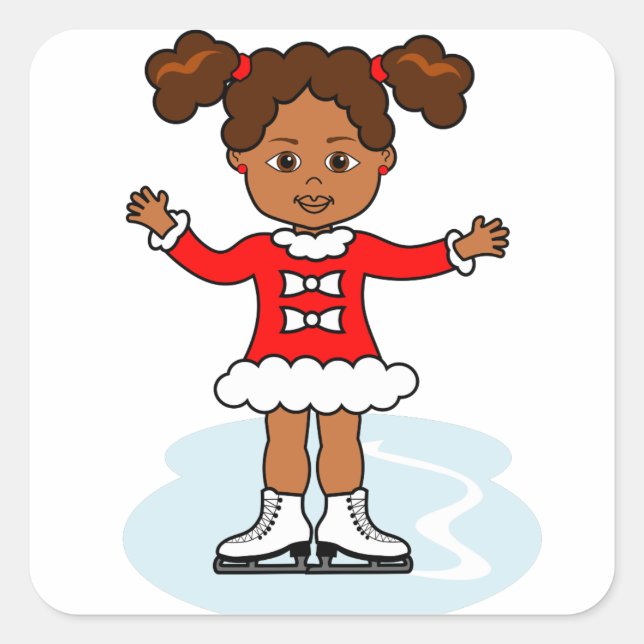 Carré Sticker pour fille de patineuse à dessin (Devant)