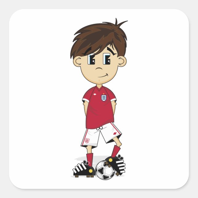 Carré Sticker pour garçon de soccer mignon Angleterre (Devant)