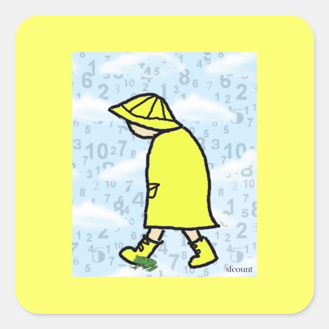 Carré Sticker pour garçon Rainy Day (Devant)