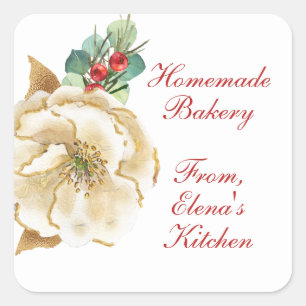 Carré Sticker pour la boulangerie de Noël Magnolia d'hiv