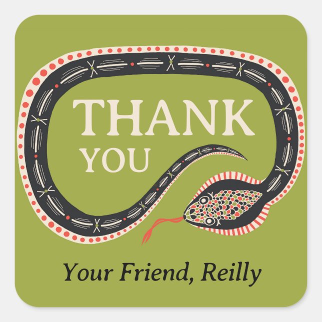 Carré Sticker pour la fête d'anniversaire de Slither Sna (Devant)