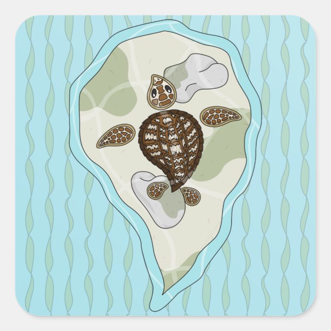 Carré Sticker pour la tortue de mer (Devant)
