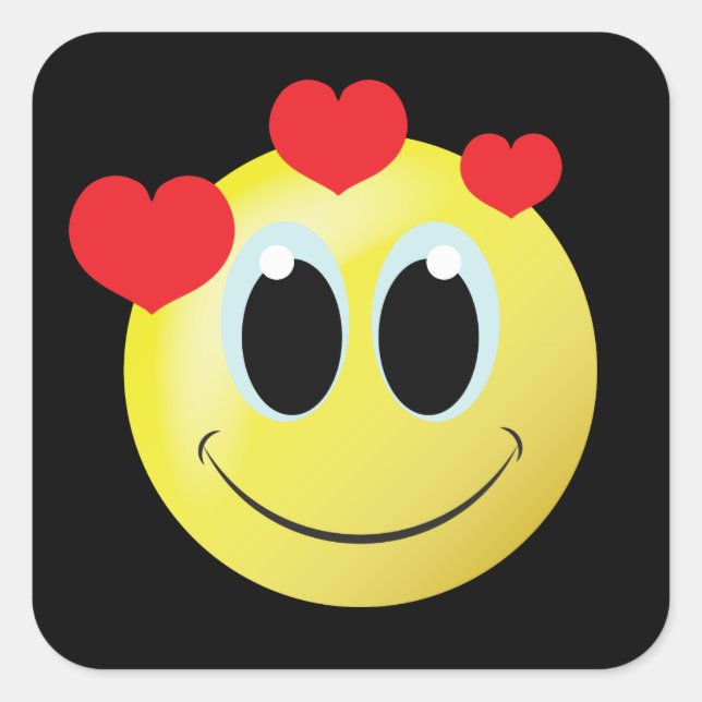 Carré sticker pour l'amour du visage amusant (Devant)