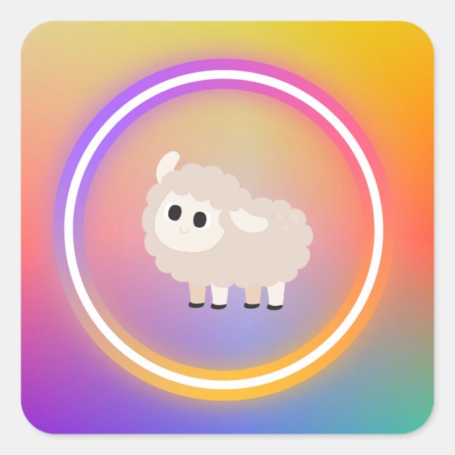 Carré Sticker pour le mouton arc-en-ciel (Devant)