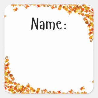 Carré Sticker pour le nom d'automne pour les babillards