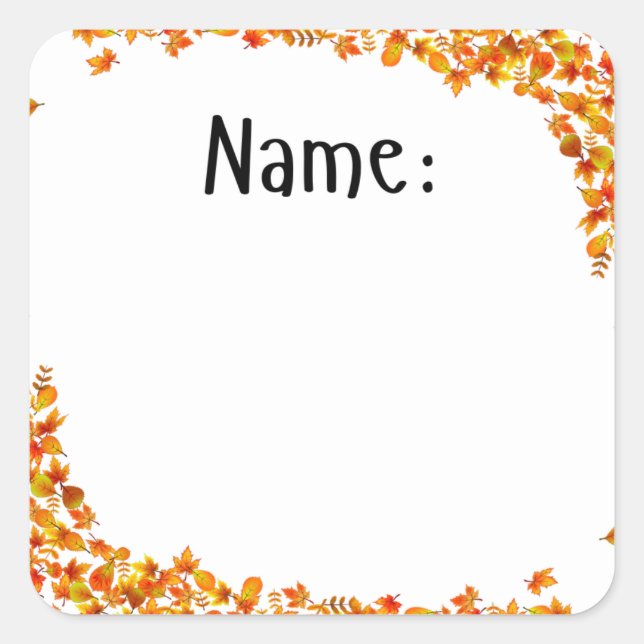 Carré Sticker pour le nom d'automne pour les babillards (Devant)