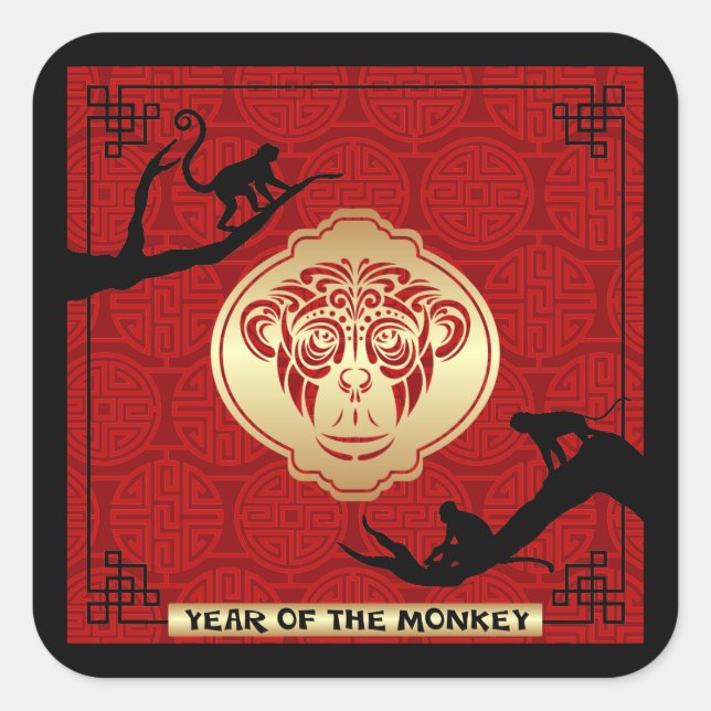 Carré Sticker pour le Nouvel An chinois 2016 (Devant)