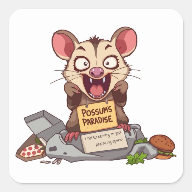 Carré Sticker pour mème à crier Possum (Devant)