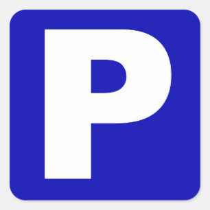 Carré Sticker pour panneau de stationnement bleu et blan