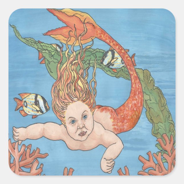 Carré Sticker pour petite sirène (Devant)