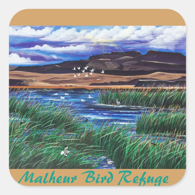 Carré Sticker pour Refuge d'oiseaux Malheur (Devant)