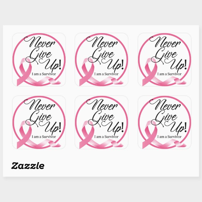 Carré Sticker pour survivant du cancer du sein (Feuille)