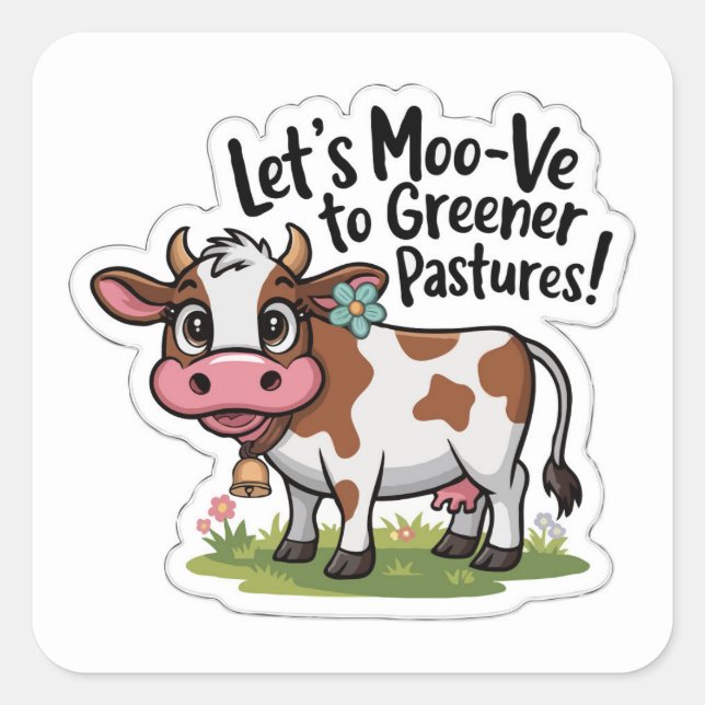Carré Sticker pour vache à pâte fine | Funny Farm Pun (Devant)