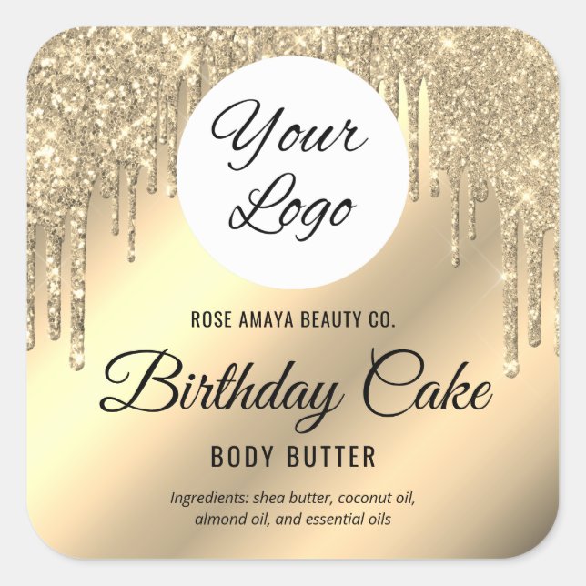 Carré Sticker produit pour Parties scintillant en or gla (Devant)