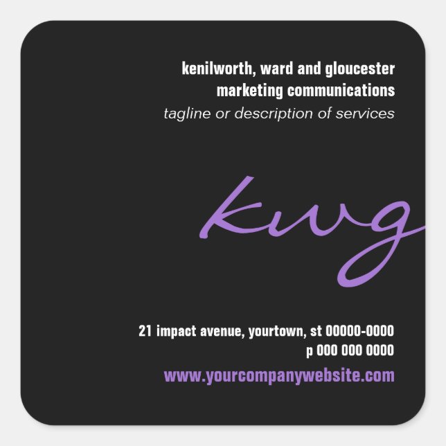 Carré Sticker promotionnel Lilac Monogramme cursif (Devant)