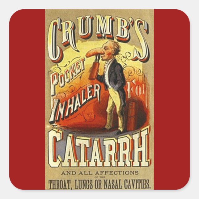 Carré Sticker Publicité Vintage Inhaler Cure Catarrh (Devant)