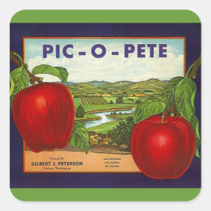 Carré Sticker Publicité Vintage Pommes Pete Pic-O-Pete