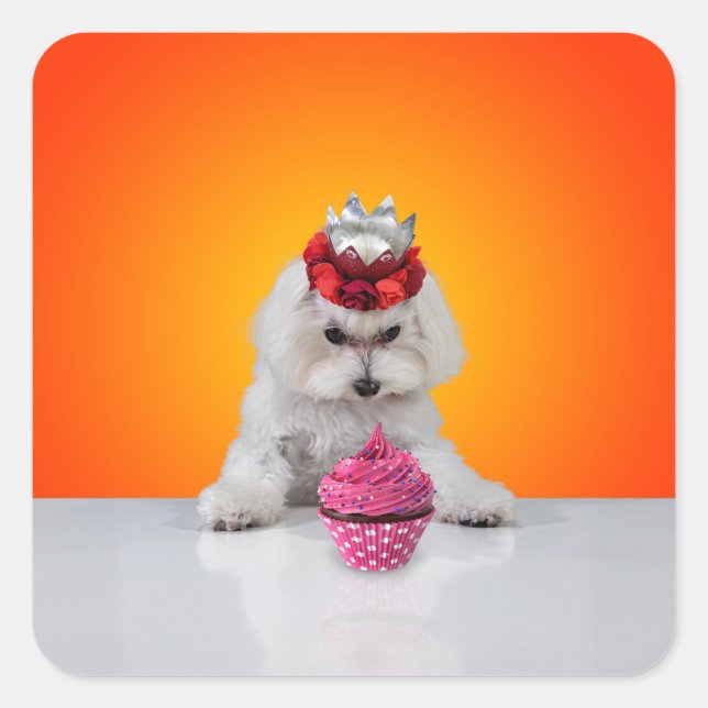 Carré Sticker Pup and Cupcake (Devant)