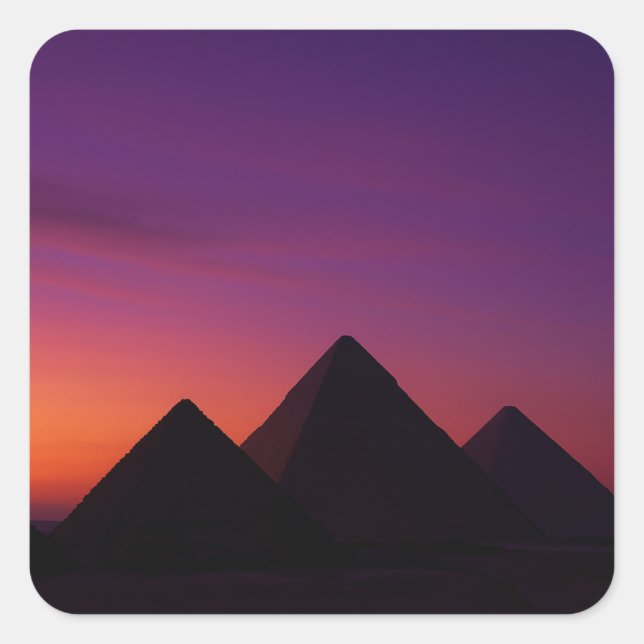 Carré Sticker Pyramides de coucher du soleil | Art égypt (Devant)