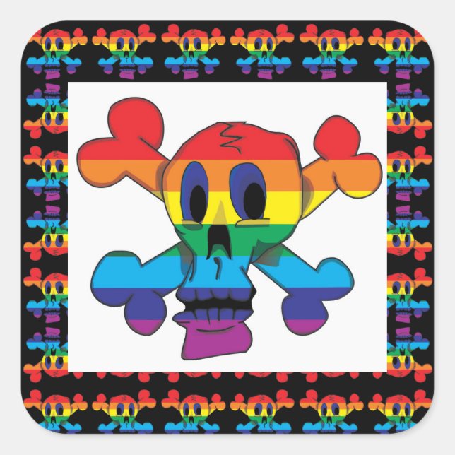 CARRÉ STICKER RAINBOW SKULL. (Devant)