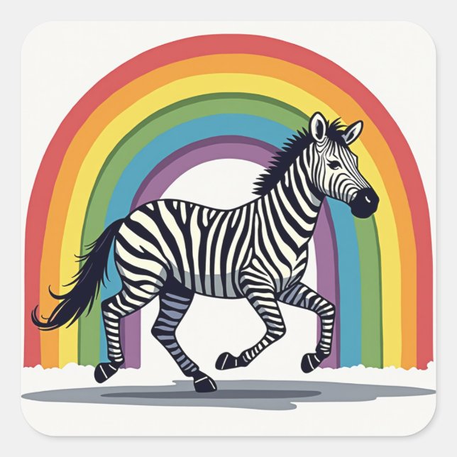 Carré Sticker Rainbow Zebra (Devant)